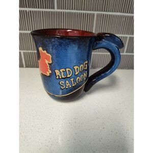 Red Dog Saloon Alaska Pottery Mug Juneau Large Amazing Scottie Dog Map of Alaska